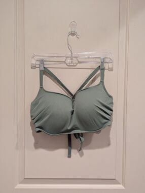 Shade & Shore Ribbed Sage Green Swim Bralette with Tie Back 38DD